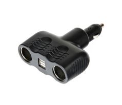 Zástrčka zapaľovača - rozdvojka 12 / 24 V + USB