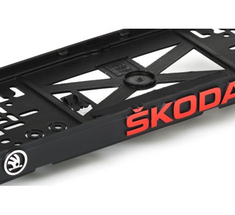 Podložka pod ŠPZ Škoda červená - sada 2ks